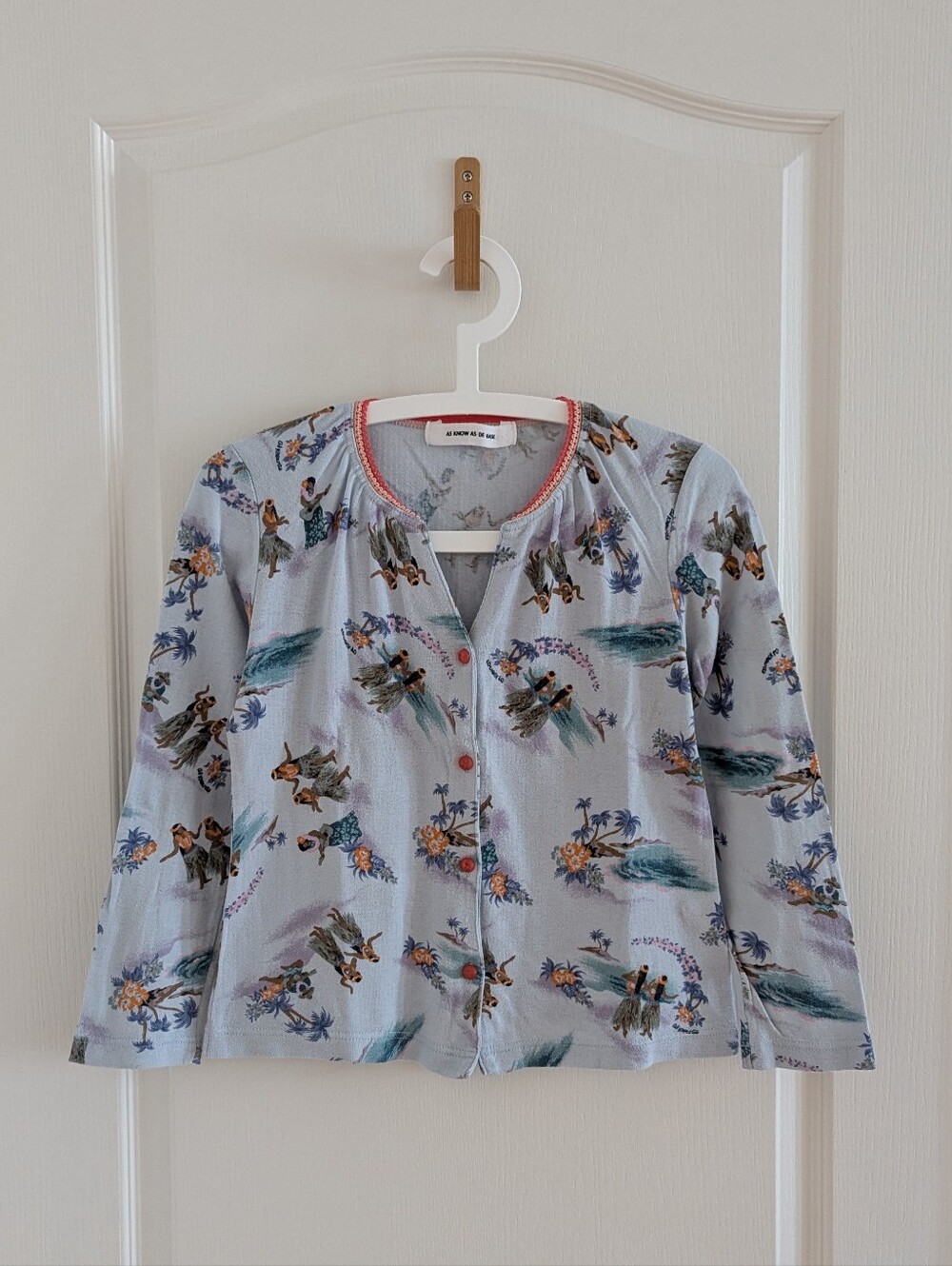 90s Made in Japan Hawaiian print cotton cardigan (size M)